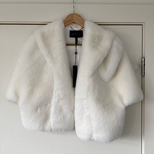 BCBG Faux Fur White Shawl